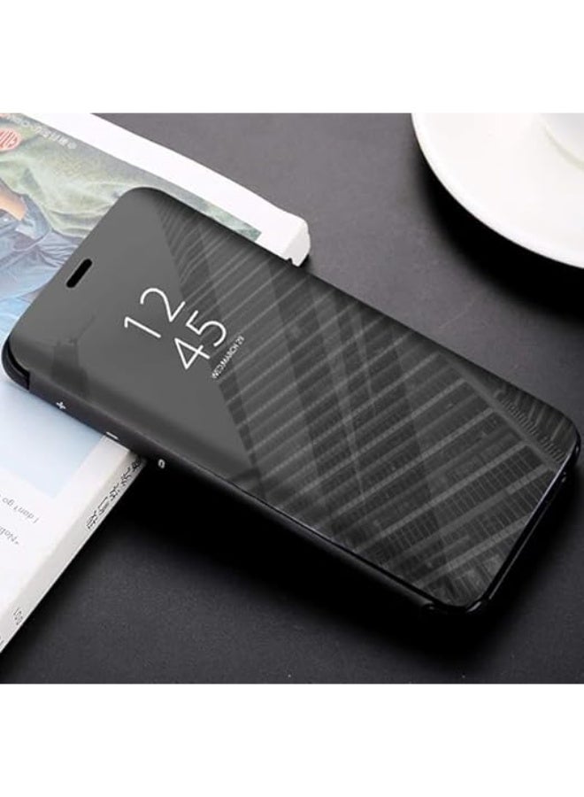 Case for Iphone 13 Pro Max, Luxury Mirror Flip Mobile Phone Case, Shockproof Leather Transparent Protective Case with Stand Function, Clear View Mirror Case Cover (Black) - Image 5