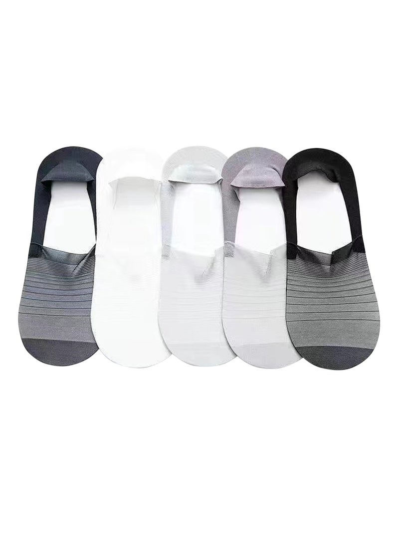 Men's Ice Silk Boat Socks Summer Silicone Non falling Heel Invisible Short Socks Low cut and Traceless Men's Socks Breathable and Thin 5 Pairs  - Image 1