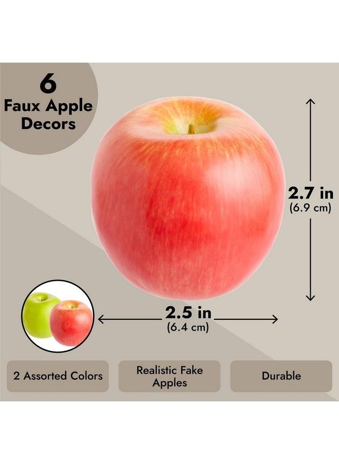 Juvale Artificial Fruit Red And Green Fake Apples For Home Decor Photography (2.5 In 6 Pack)  - Image 4