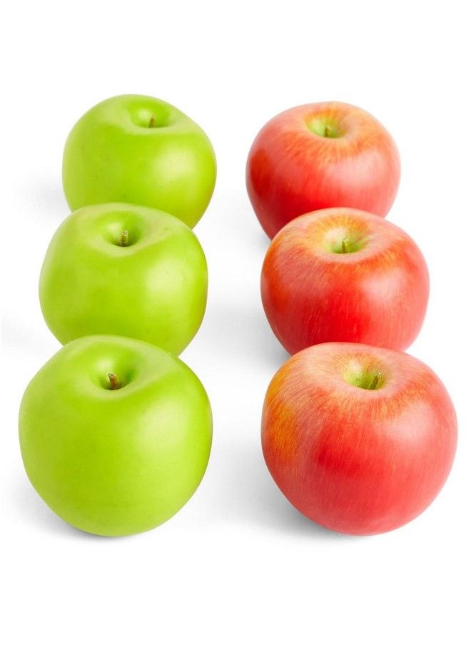 Juvale Artificial Fruit Red And Green Fake Apples For Home Decor Photography (2.5 In 6 Pack)  - Image 1