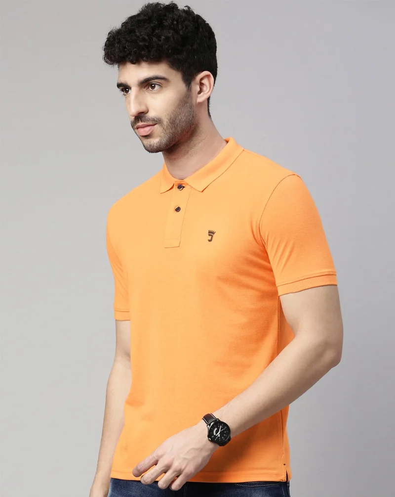 Joven Sun Gold Men Sun Gold Solid Polo Collar Pure Cotton T-Shirt for Men | Best Price UAE