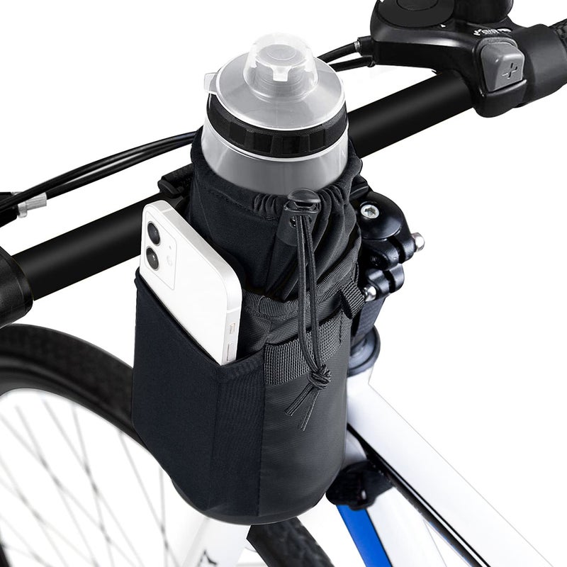 WOTOW Bike Water Bottle Holder- Insulated Bicycle Cup Holder with Shoulder Strap, Bike Drink Holder with Phone Storage for Adult Kids, Handlebar Cycling Water Bottle Cage for Mountain Touring - Image 1