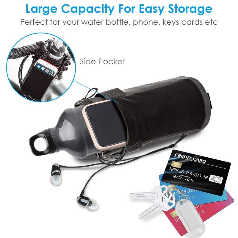 WOTOW Bike Water Bottle Holder- Insulated Bicycle Cup Holder with Shoulder Strap, Bike Drink Holder with Phone Storage for Adult Kids, Handlebar Cycling Water Bottle Cage for Mountain Touring - Image 5
