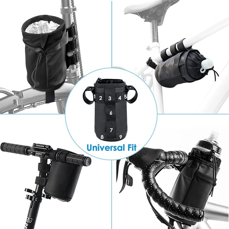 WOTOW Bike Water Bottle Holder- Insulated Bicycle Cup Holder with Shoulder Strap, Bike Drink Holder with Phone Storage for Adult Kids, Handlebar Cycling Water Bottle Cage for Mountain Touring - Image 2