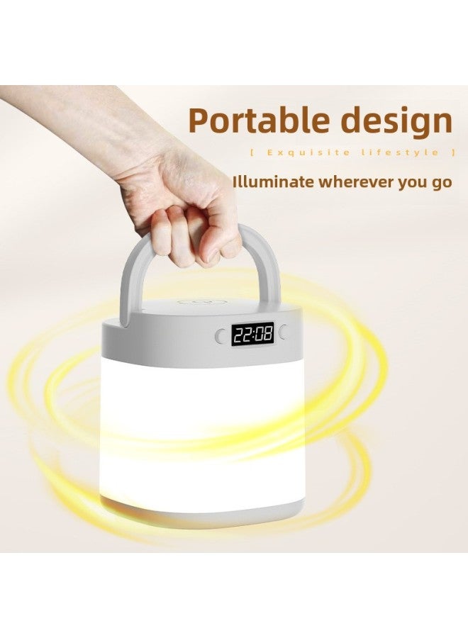 Super Remote Control Bedside Lamp Clock Bedroom Baby Feeding Lamp Night Light Homestay Bedside Lamp Portable Outdoor Table Lamp-Color:Rechargeable (100mah) Clock - Image 2