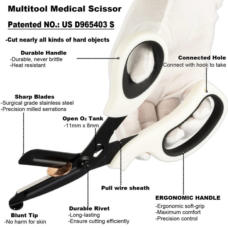 MEUUT 2 Pack Medical Scissors Trauma Shears -8 inch Patented Bandage Scissor Heavy Duty Surgical Grade EMT Scissors for EMT Workers Doctors Nurses - Image 5