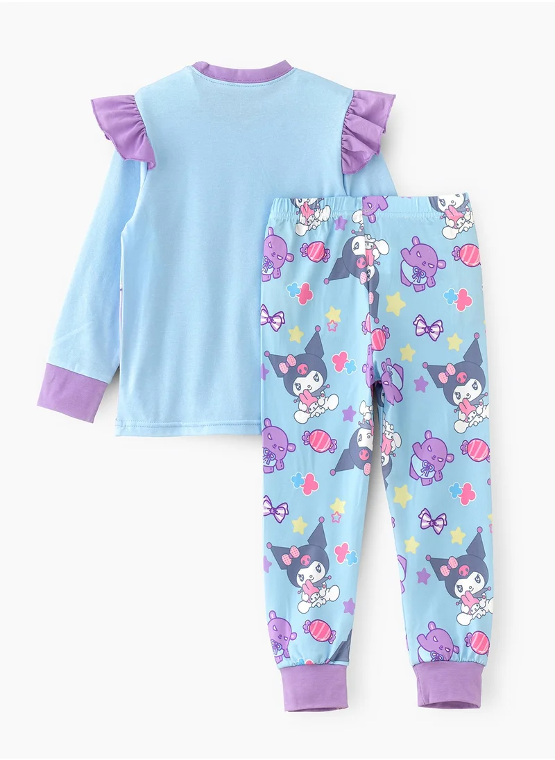 babyqlo Cute characters printed cotton top with pajama sets for girls