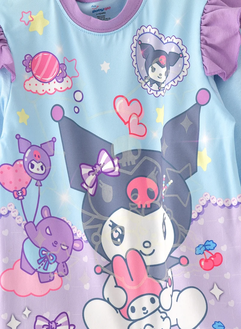 babyqlo Cute characters printed cotton top with pajama sets for girls