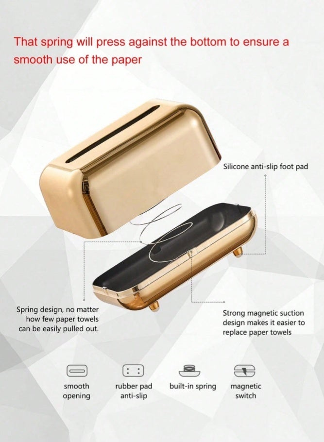 MAIDI Luxury Golden Tissue Boxes Storage Napkin Holder Paper Case Organizer Ornament Craft Desktop Tissue Holder Kitchen Tissue Box - Image 4
