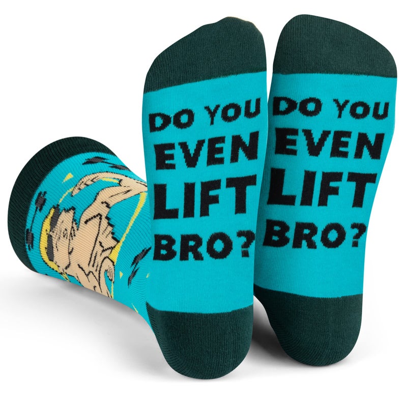Lavley Do You Even Lift Bro? Funny Socks For Men - Novelty Gifts for Weight Lifters - Image 1