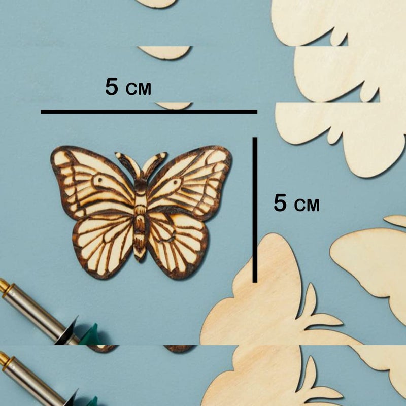 ROOT KRAFT [50pcs]-[ 5cmx3.5cm]-Butterfly Wooden Pine MDF Cutouts Unfinished Tags for Key Chain,Slices Crafts,Xmas Holiday Hanging Decorations,Painting Wood Craft,MDF Plains,Resin Art Work - Image 5