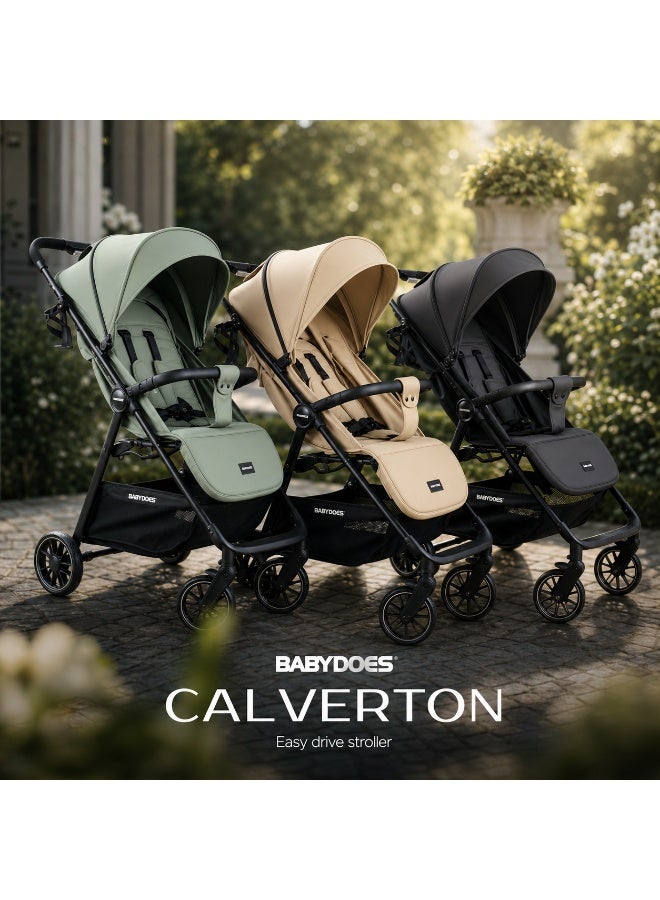 Babydoes Calverton - One-Hand Folding Baby Stroller, 5-Point Harness, Adjustable Backrest & Footrest, 0 to 3 Y (22 kg), Black - Image 2