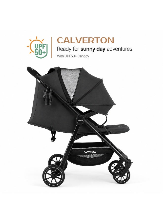 Babydoes Calverton - One-Hand Folding Baby Stroller, 5-Point Harness, Adjustable Backrest & Footrest, 0 to 3 Y (22 kg), Black - Image 3