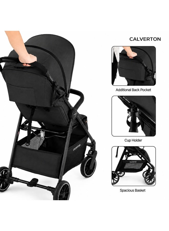 Babydoes Calverton - One-Hand Folding Baby Stroller, 5-Point Harness, Adjustable Backrest & Footrest, 0 to 3 Y (22 kg), Black - Image 4