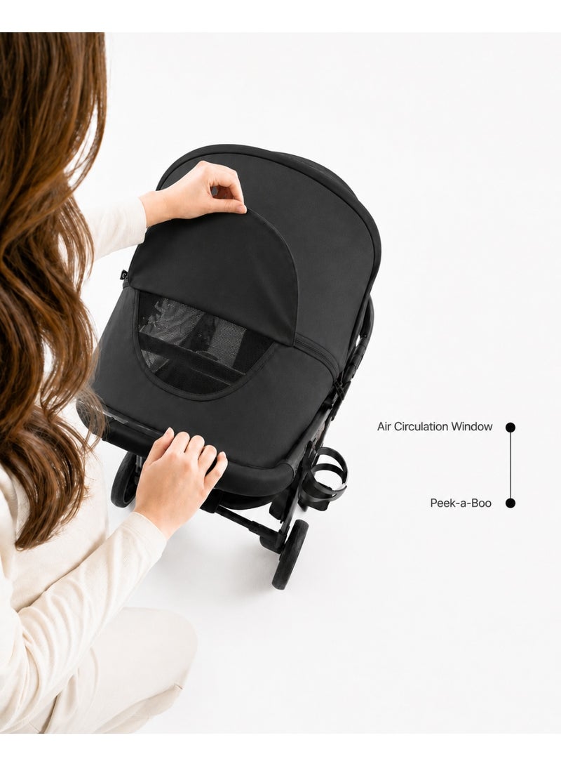 Babydoes Calverton - One-Hand Folding Baby Stroller, 5-Point Harness, Adjustable Backrest & Footrest, 0 to 3 Y (22 kg), Black - Image 5