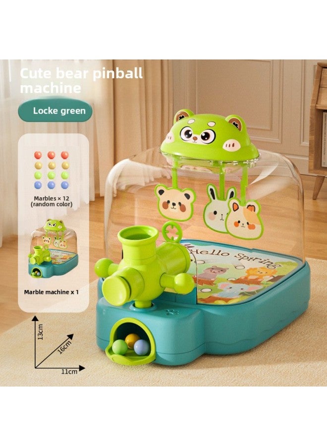 2025 Electric Pinball Machine Shooting Game Machine Playing Beads Puzzle Concentration Parent-child Children's Toys Boys And Girls-Colour:Hand-eye Coordination丨educational And Fun丨abs Material-Specification:Locke Green丨cute Bear Bead Shooting Machine [12 Marbles + Exquisite Marble Machine] - Image 1