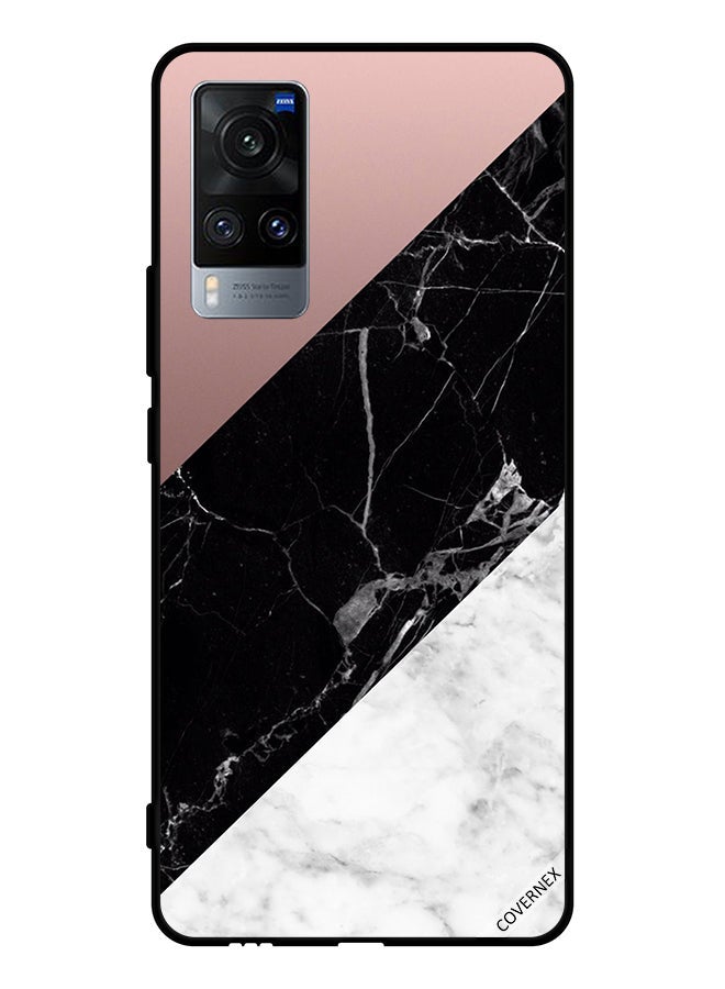 Covernex Protective Case Cover For Vivo X60 White Black Marble Top Is Plain Pattern - Image 1
