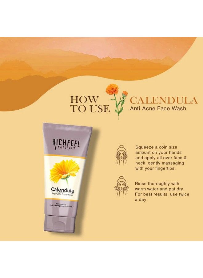 Richfeel Anti Acne Calendula Face Wash; Power Of Soothing Calendula Extracts; For Skin Prone To Acne & Blemishes; Physician Formulated; Helps Calm & Replenish Skin; 100 G (Pack Of 2) - Image 4