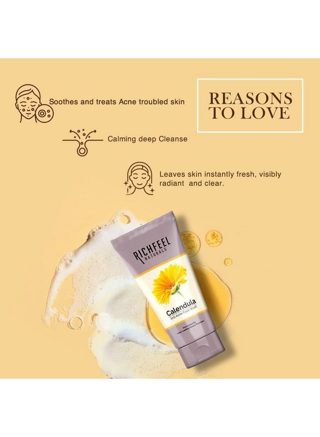 Richfeel Anti Acne Calendula Face Wash; Power Of Soothing Calendula Extracts; For Skin Prone To Acne & Blemishes; Physician Formulated; Helps Calm & Replenish Skin; 100 G (Pack Of 2) - Image 3