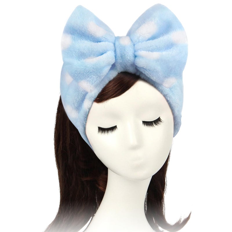 Shintop Sweet Super Soft Caroset Polka Dots Wash Cosmetic Headband Hairlace Light Blue Polka dots