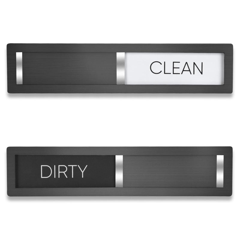 HYF DESIGN Dishwasher Magnet Clean Dirty Sign, HYF DESIGN Grade 304 Stainless Steel, Non-Scratch/Easy to Read & Slide/Strong Clean Dirty Magnet for Dishwasher, Extra Adhesive Tapes Included(Black-04) - Image 1