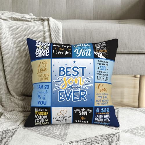 ZUMBULKJ Gifts for Son Fathers Day Happy Birthday Son Gifts Graduation Gift for Sons from Mom Dad I Love You Gift for Sons Adult Grown Present Ideas Throw Pillow Cover 18X 18 - Image 3