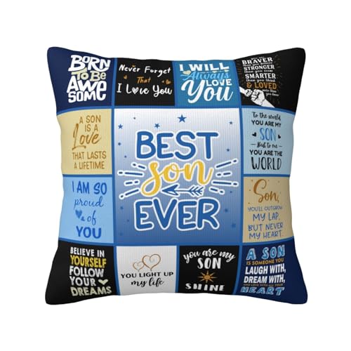 ZUMBULKJ Gifts for Son Fathers Day Happy Birthday Son Gifts Graduation Gift for Sons from Mom Dad I Love You Gift for Sons Adult Grown Present Ideas Throw Pillow Cover 18X 18 - Image 1