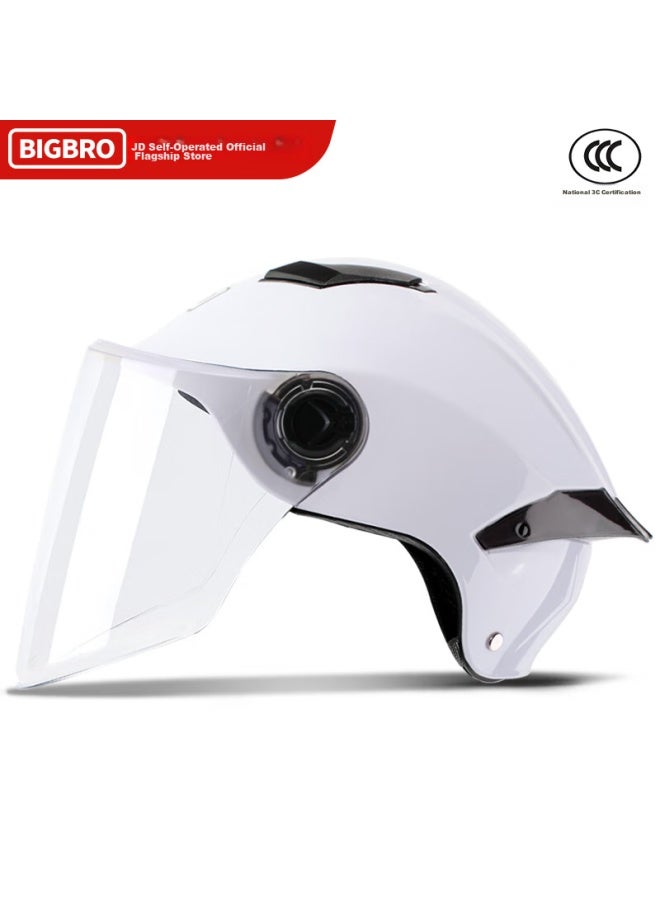 Bigbro 305 Crescent White New National Standard 3c Certified Electric Motorcycle Riding Helmet, Uni, All-season, Sun Protection, For Electric Scooters, Summer Half Helmet - Image 2