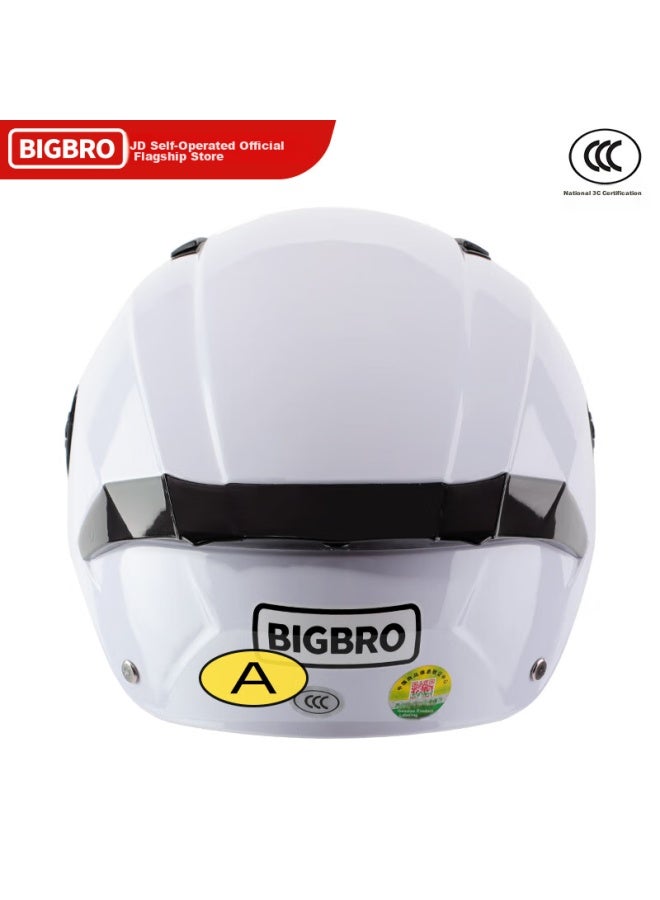 Bigbro 305 Crescent White New National Standard 3c Certified Electric Motorcycle Riding Helmet, Uni, All-season, Sun Protection, For Electric Scooters, Summer Half Helmet - Image 3