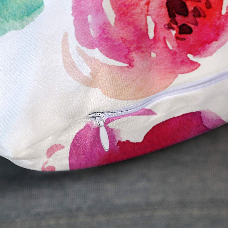 Emvency Throw Pillow Cover Flowers Watercolor Peonies Pink Turquoise Summer Girly Decorative Pillow Case Home Decor Square 20 x 20 Inch Pillowcase - Image 3