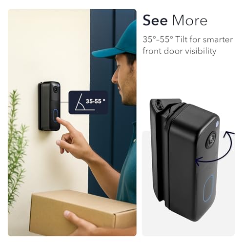 Wasserstein Horizontal Adjustable Angle Mount & Wall Plate Compatible with Blink Video Doorbell (1st Gen & 2nd Gen) - 35° to 55° Adjustable Wedge Mount for Blink Doorbell Camera (Black) - Image 2