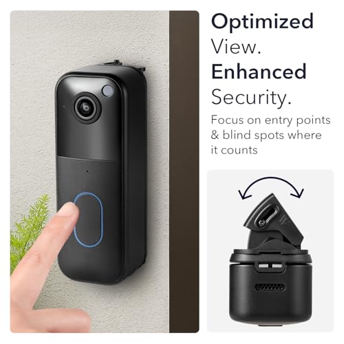 Wasserstein Horizontal Adjustable Angle Mount & Wall Plate Compatible with Blink Video Doorbell (1st Gen & 2nd Gen) - 35° to 55° Adjustable Wedge Mount for Blink Doorbell Camera (Black) - Image 4
