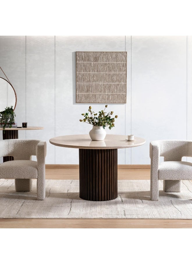 Pan Home - Kieve 6 Seater Dining Table Marble - Cream And Brown - Image 1