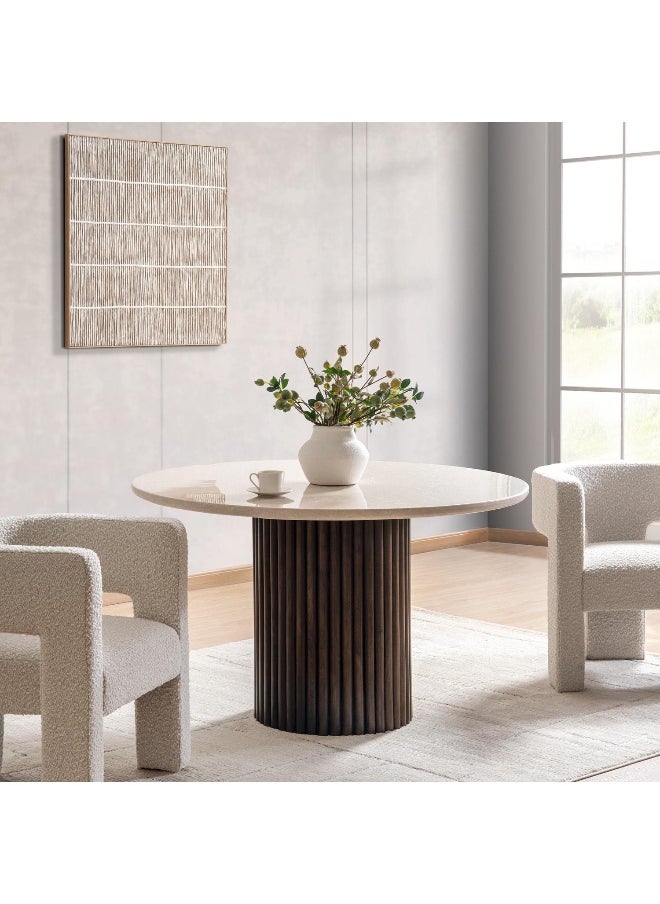 Pan Home - Kieve 6 Seater Dining Table Marble - Cream And Brown - Image 1