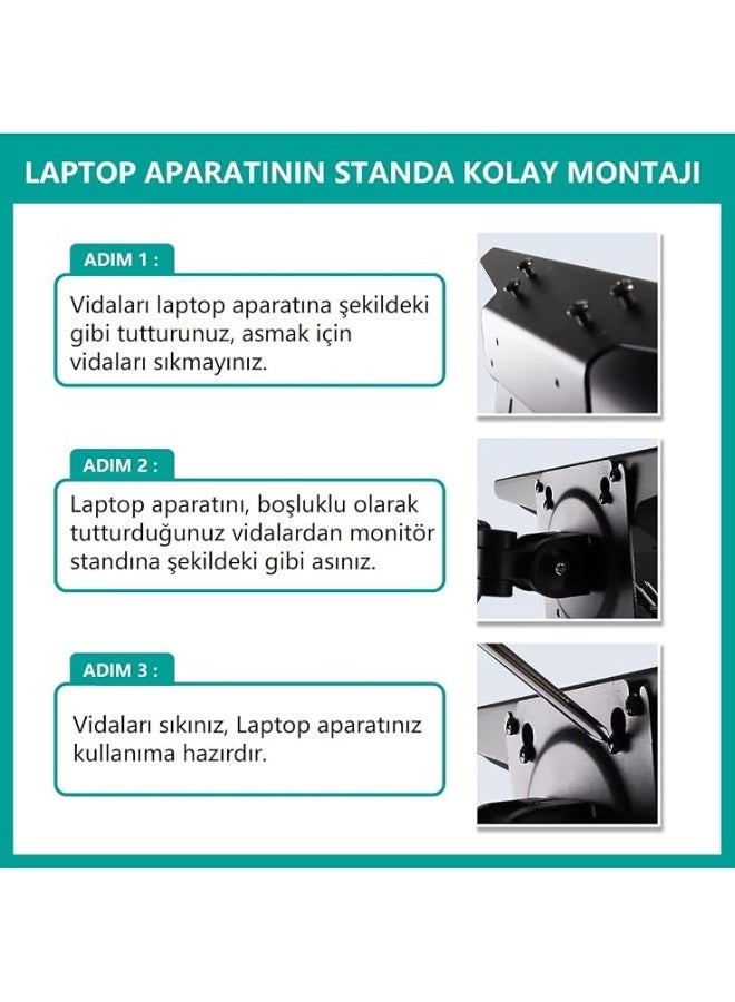 F80-FP 2-in-1 Desk Stand for Monitor and Laptop – Swivel Arm with Shock Absorption Supports 10-17 inch Laptops and 17-30 inch Monitors - Image 4