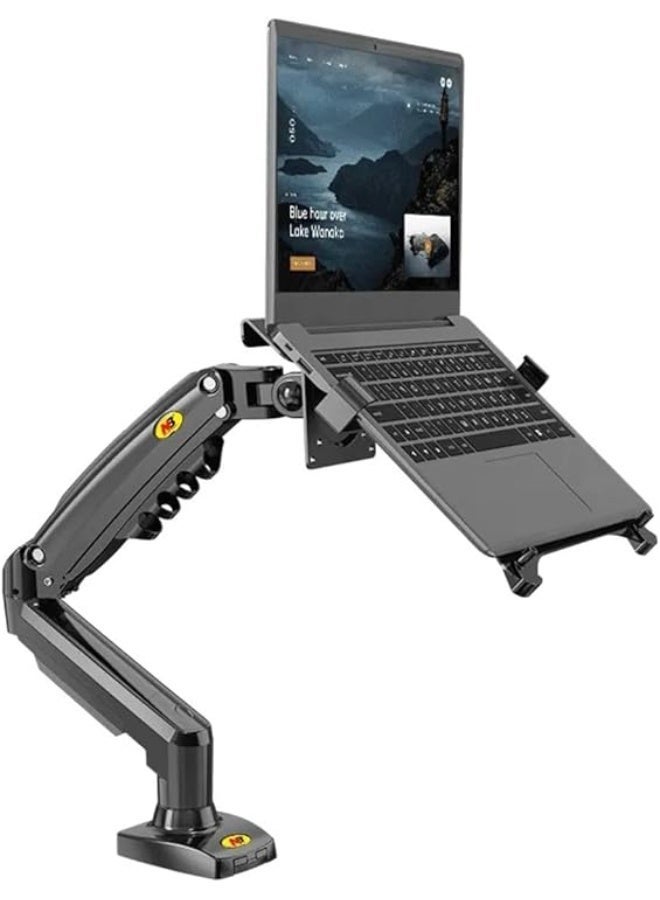 F80-FP 2-in-1 Desk Stand for Monitor and Laptop – Swivel Arm with Shock Absorption Supports 10-17 inch Laptops and 17-30 inch Monitors - Image 1