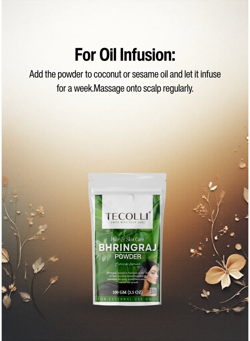 TECOLLI Pure Bhringraj Powder | For Hair Care | Promotes Healthy Scalp | Hair Growth | Premium Quality | Chemical free | Non Gmo -100g - Image 4