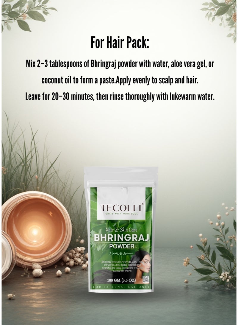 TECOLLI Pure Bhringraj Powder | For Hair Care | Promotes Healthy Scalp | Hair Growth | Premium Quality | Chemical free | Non Gmo -100g - Image 3