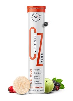 WELLBEING NUTRITION Vitamin C With Zinc Natural And Organic Immunity Booster 1000mg Vitamin C, 16 Effervescent Tablets  - Image 1