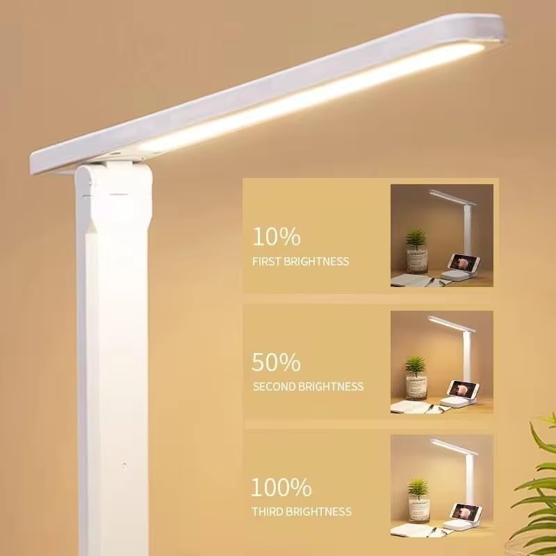 DotCom Dimmable LED Desk Lamp with Touch Control - White | USB Powered, Foldable & Rechargeable LED Desk Light for Bedroom, Office, Kids Room & Study Table | Night Light for Reading - Image 2