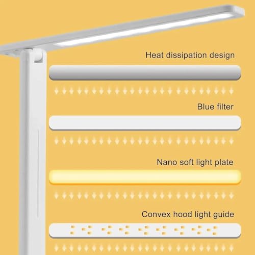 DotCom Dimmable LED Desk Lamp with Touch Control - White | USB Powered, Foldable & Rechargeable LED Desk Light for Bedroom, Office, Kids Room & Study Table | Night Light for Reading - Image 4
