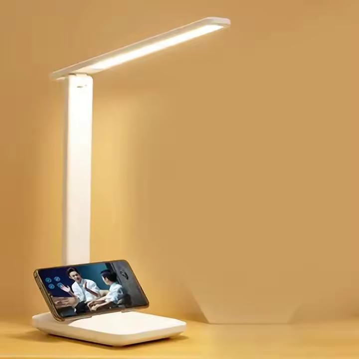 DotCom Dimmable LED Desk Lamp with Touch Control - White | USB Powered, Foldable & Rechargeable LED Desk Light for Bedroom, Office, Kids Room & Study Table | Night Light for Reading - Image 1