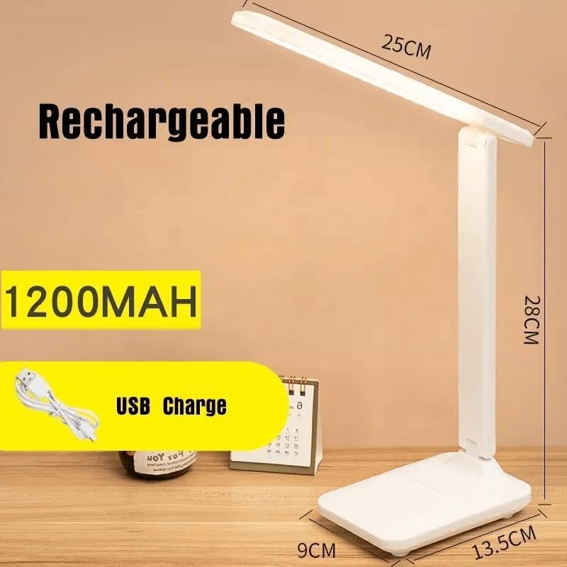DotCom Dimmable LED Desk Lamp with Touch Control - White | USB Powered, Foldable & Rechargeable LED Desk Light for Bedroom, Office, Kids Room & Study Table | Night Light for Reading - Image 5