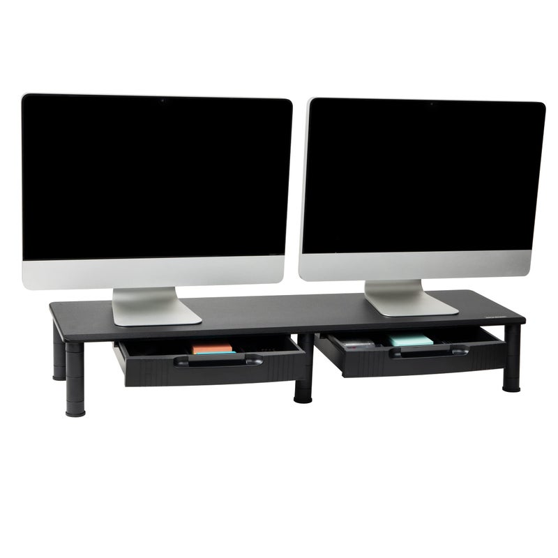 Mind Reader Dual Monitor Stand Height Adjustable Desktop Organizer Laptop Riser Office 385 L x 11 W x 25565 H Black