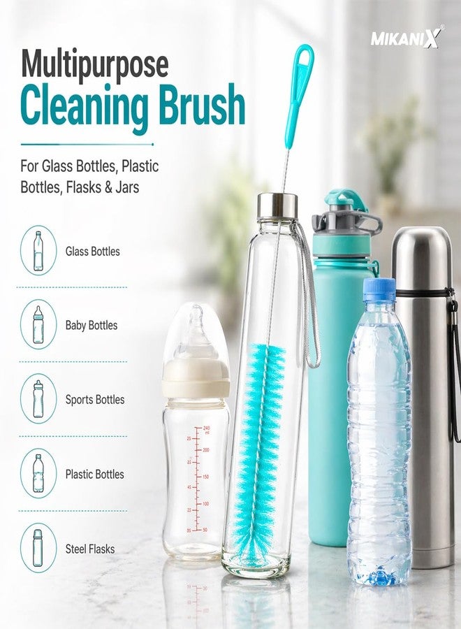 MIKANIX Multi-Purpose Flexible Bottle Cleaning Brush with Long Handle | Durable Soft Nylon Bristles for Deep Cleaning of Kitchen Water Bottles, Jars, Baby Feeding Bottles Pack of 2 - Image 5