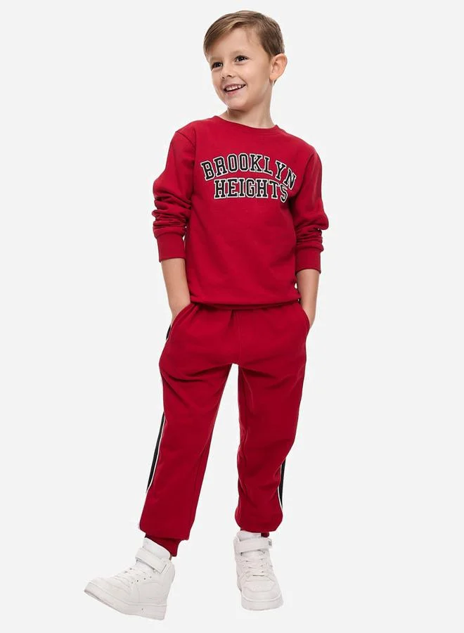 victor and jane Slogan Print Round Neck Sweatshirt & Joggers Set by Styli