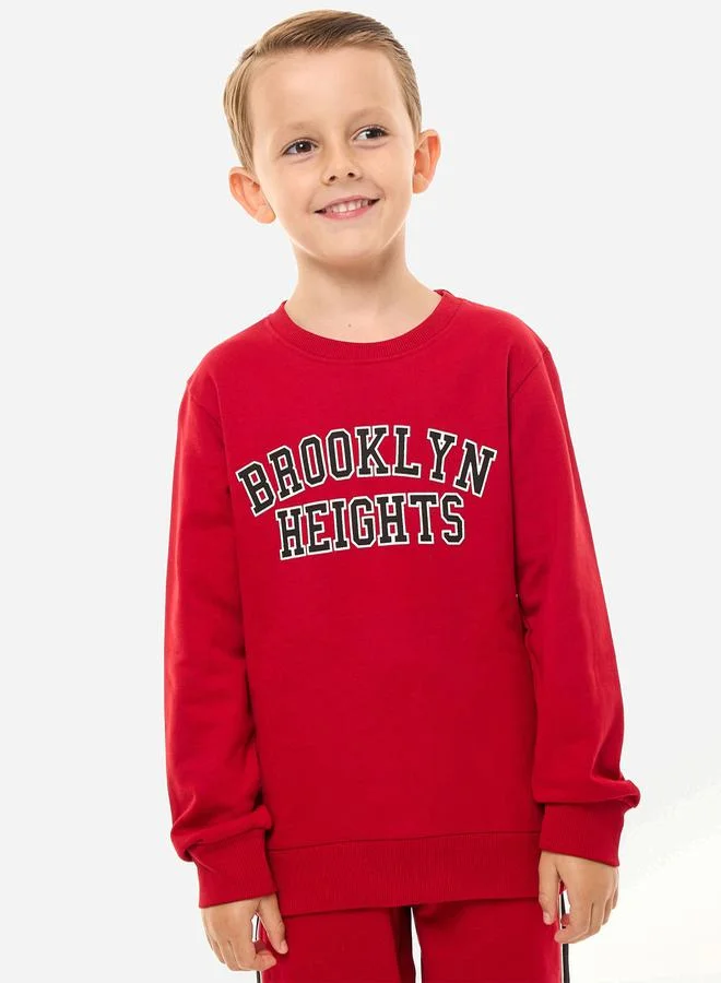 victor and jane Slogan Print Round Neck Sweatshirt & Joggers Set by Styli