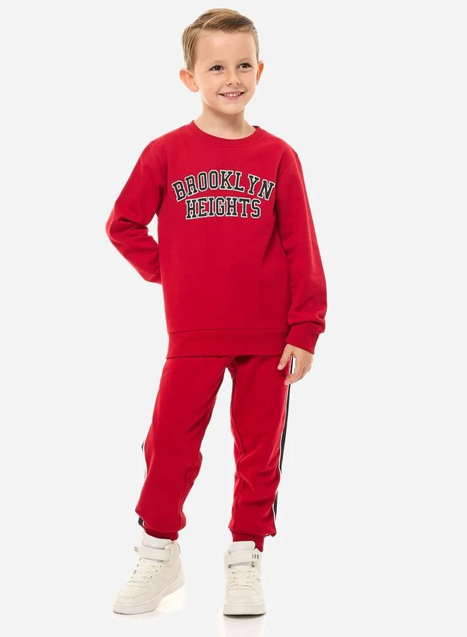 victor and jane Slogan Print Round Neck Sweatshirt & Joggers Set by Styli
