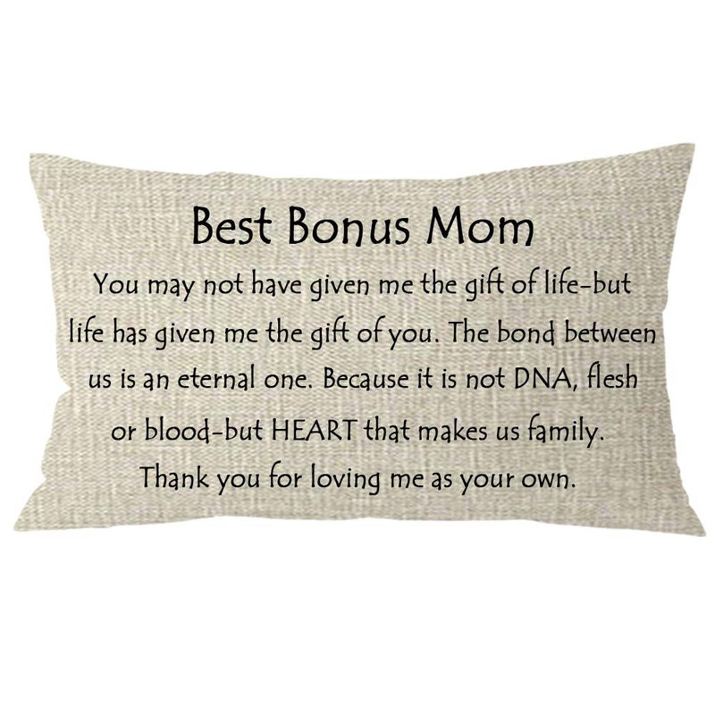 NIDITW Nice MotherinLaw Stepmother Birthday Gift Best Bonus Mom Body Lumbar Cream Burlap Throw Pillow Cover Pillowcase Pillow Sham Sofa Couch Decorative Rectangle 12x20 inches