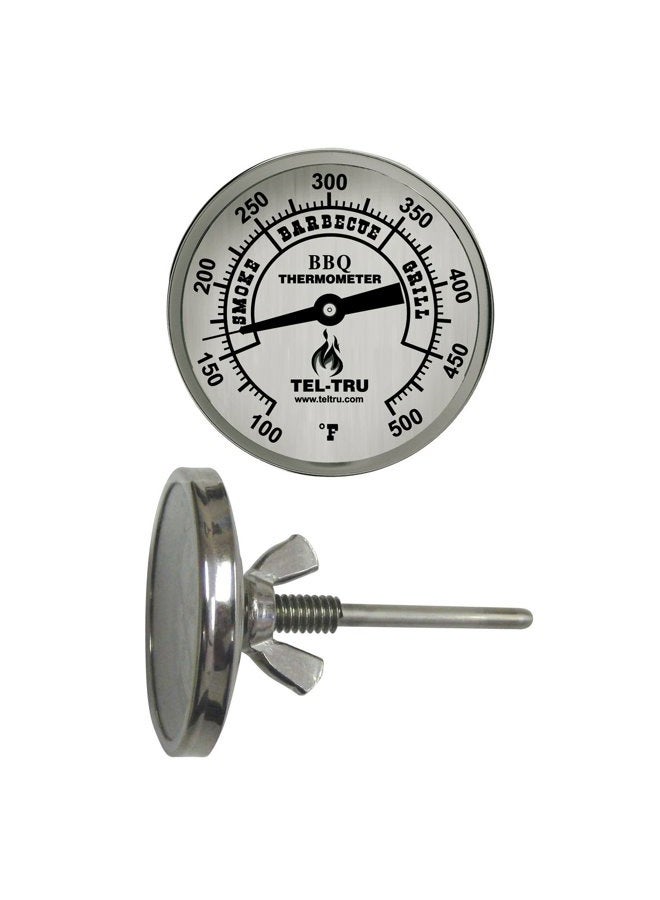 BQ225 Barbecue Thermometer, 2 inch aluminum dial, 2.5 inch stem, zones